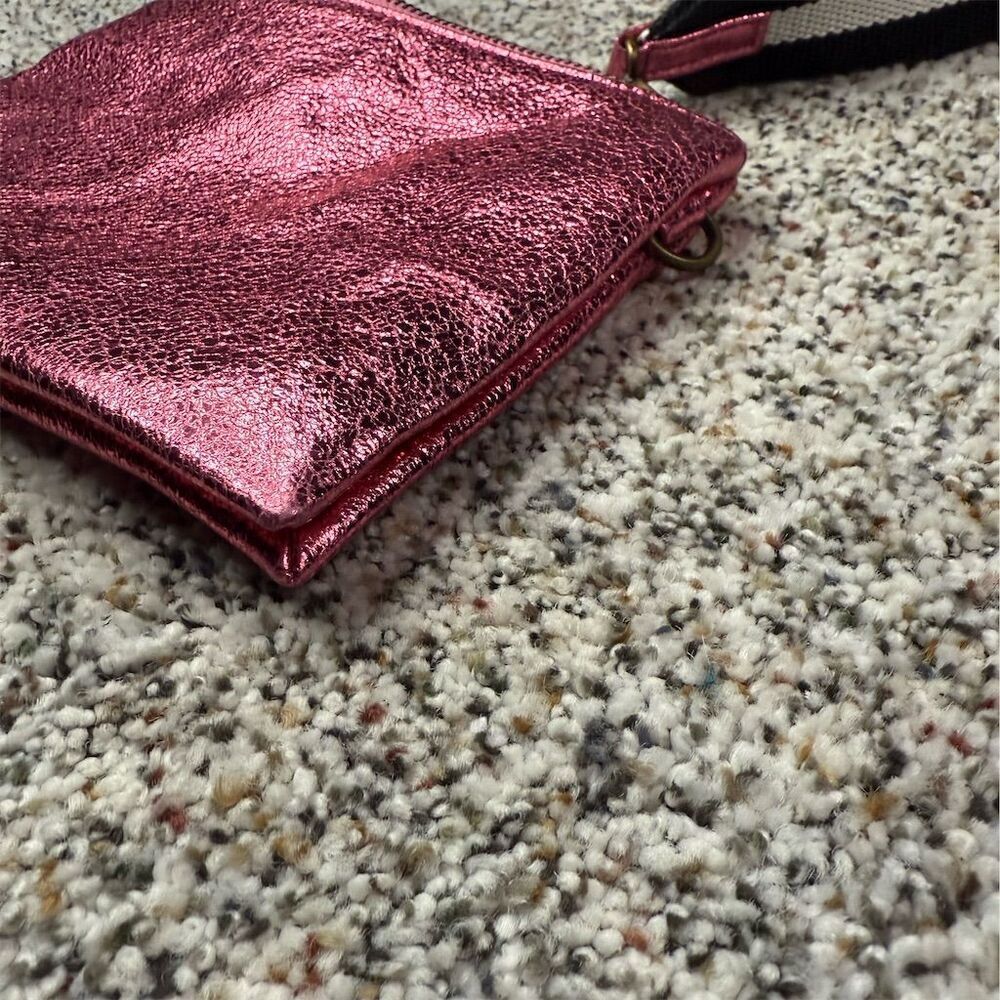 Anthropologie Women's Hot Pink Shimmery Clutch with Wrist Strap​ - Picture 7 of 8